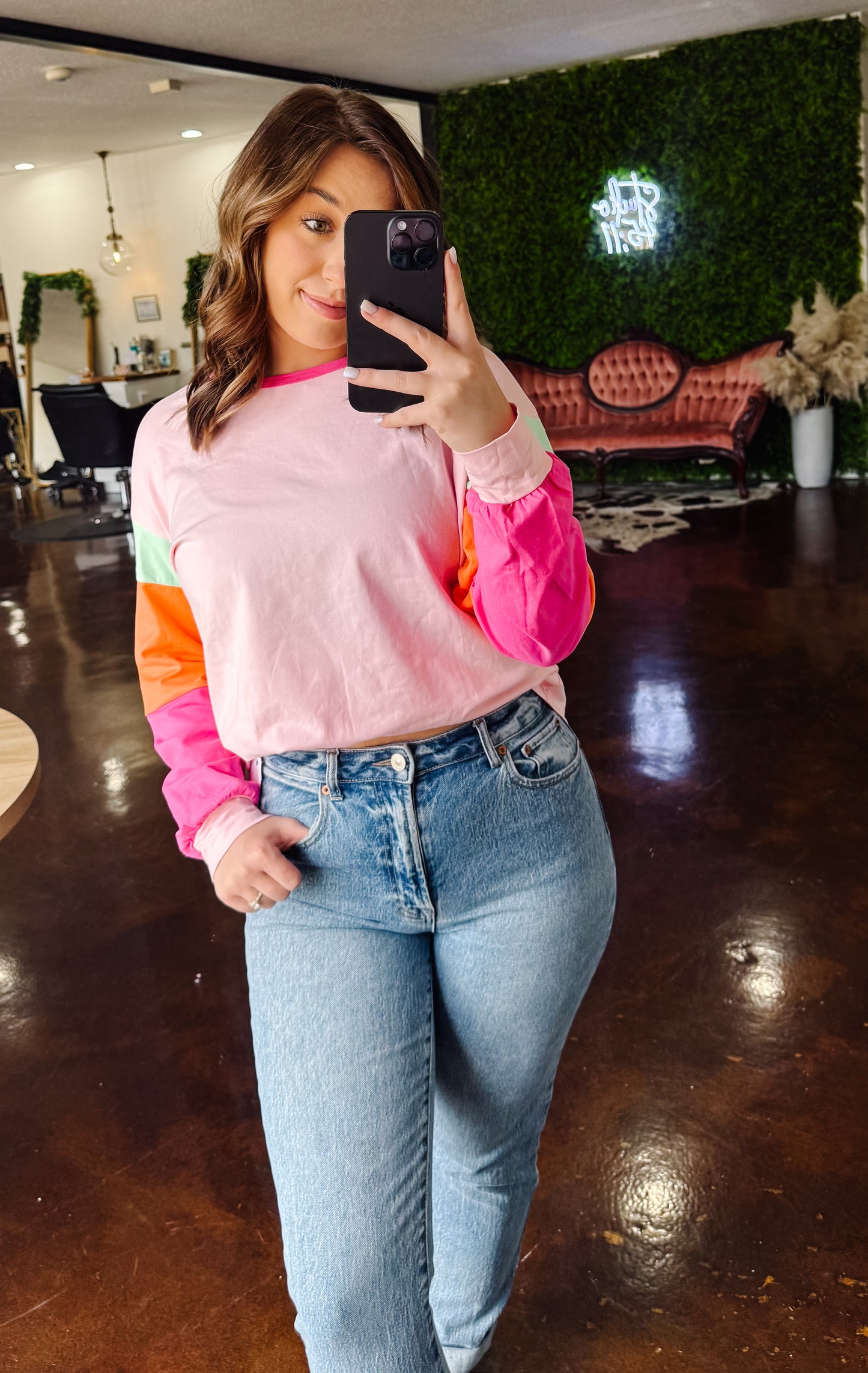 Light Pink Colorblock Top